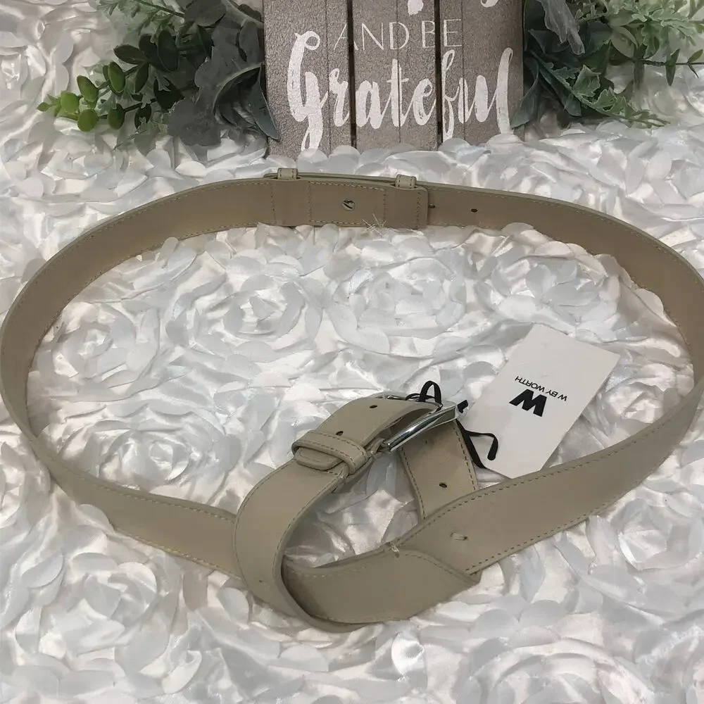 W by Worth Knot Belt Taupe Medium Leather Boho NWT
